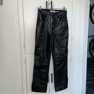 Abercrombie Split-Hem Vegan Leather 90s Straight Pants